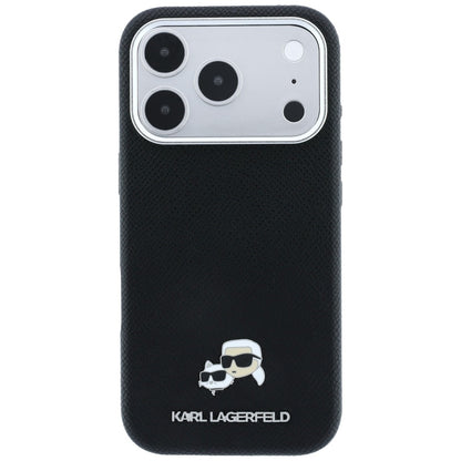 MagSafe-Hülle für Apple iPhone 18 Pro / 17 Pro, Karl Lagerfeld, Grained KC Heads, Schwarz