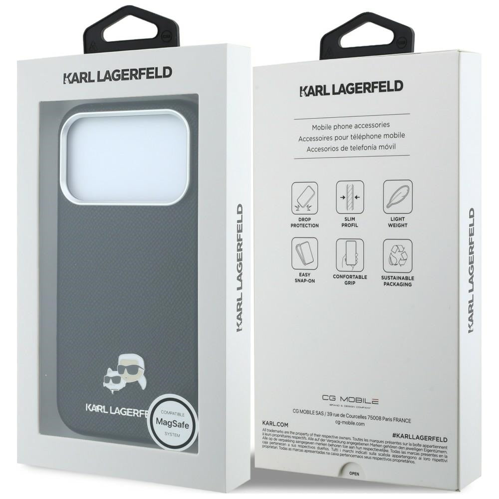 MagSafe-Hülle für Apple iPhone 18 Pro / 17 Pro, Karl Lagerfeld, Grained KC Heads, Schwarz