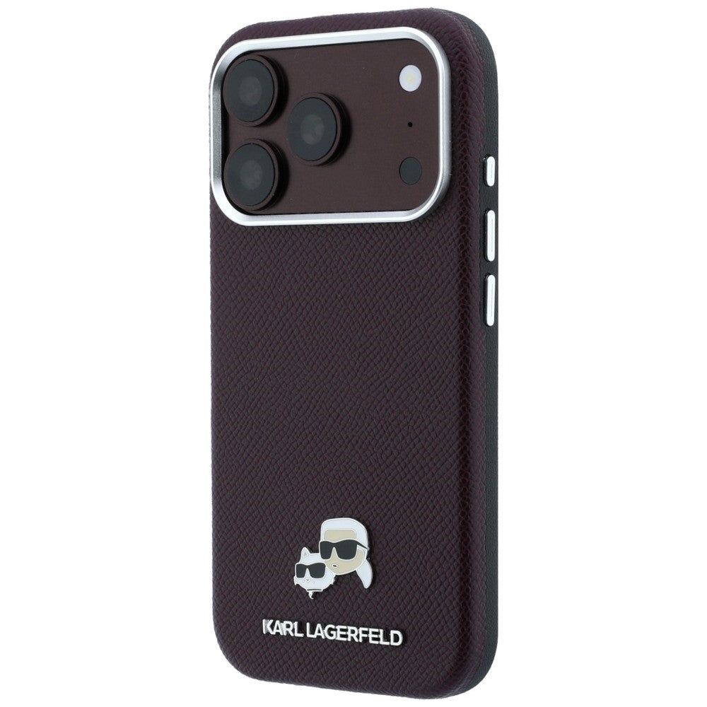 MagSafe-Hülle für Apple iPhone 18 Pro / 17 Pro, Karl Lagerfeld, Grained KC Heads, Weinrot