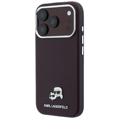 MagSafe-Hülle für Apple iPhone 18 Pro / 17 Pro, Karl Lagerfeld, Grained KC Heads, Weinrot