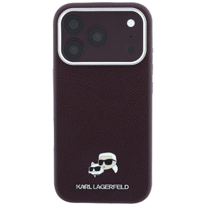 MagSafe-Hülle für Apple iPhone 18 Pro / 17 Pro, Karl Lagerfeld, Grained KC Heads, Weinrot