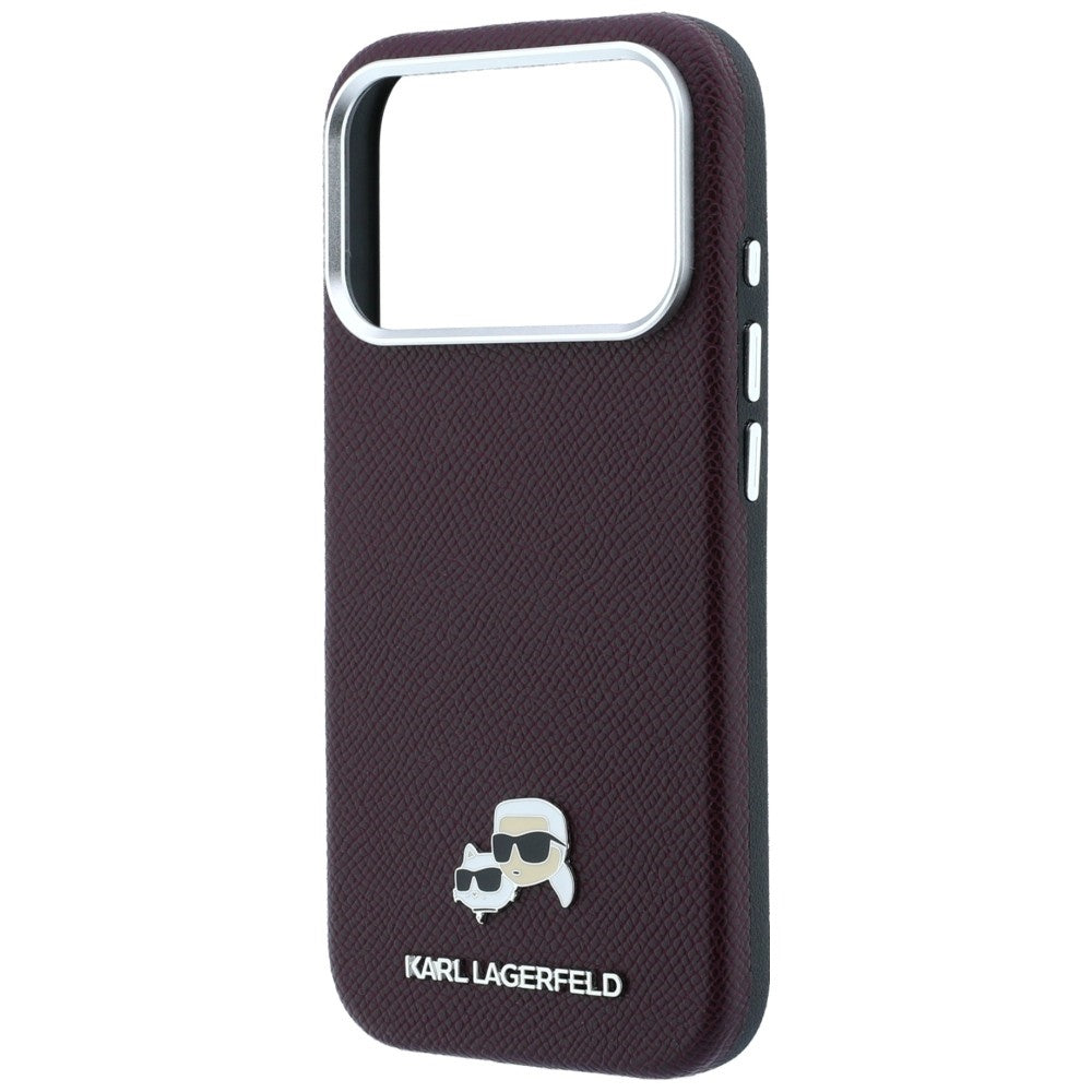 MagSafe-Hülle für Apple iPhone 18 Pro / 17 Pro, Karl Lagerfeld, Grained KC Heads, Weinrot