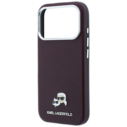 MagSafe-Hülle für Apple iPhone 18 Pro / 17 Pro, Karl Lagerfeld, Grained KC Heads, Weinrot