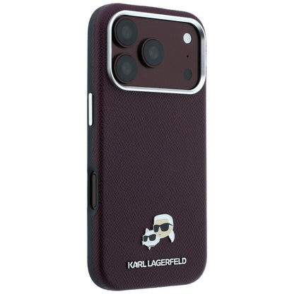 MagSafe-Hülle für Apple iPhone 18 Pro / 17 Pro, Karl Lagerfeld, Grained KC Heads, Weinrot