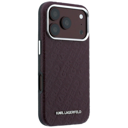 MagSafe Case for Apple iPhone 18 Pro / 17 Pro, Karl Lagerfeld, Grained Metal Logo, Burgundy