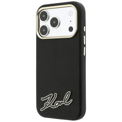 MagSafe-Hülle für Apple iPhone 18 Pro / 17 Pro, Karl Lagerfeld, geprägtes Harz-Signatur-Logo, Schwarz