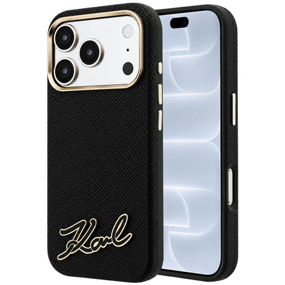 MagSafe-Hülle für Apple iPhone 18 Pro / 17 Pro, Karl Lagerfeld, geprägtes Harz-Signatur-Logo, Schwarz