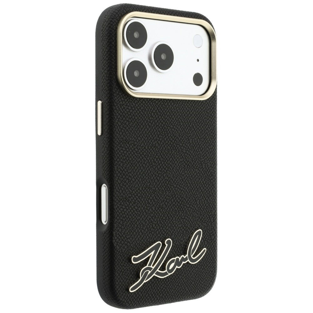MagSafe-Hülle für Apple iPhone 18 Pro / 17 Pro, Karl Lagerfeld, geprägtes Harz-Signatur-Logo, Schwarz