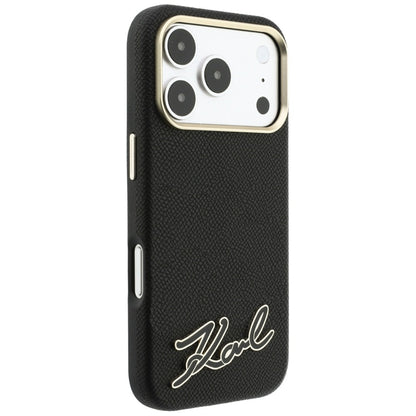 MagSafe-Hülle für Apple iPhone 18 Pro / 17 Pro, Karl Lagerfeld, geprägtes Harz-Signatur-Logo, Schwarz