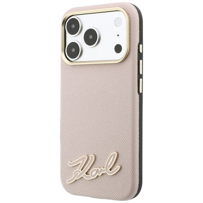 MagSafe-Hülle für Apple iPhone 18 Pro / 17 Pro, Karl Lagerfeld, geprägtes Harz-Signatur-Logo, Rosa