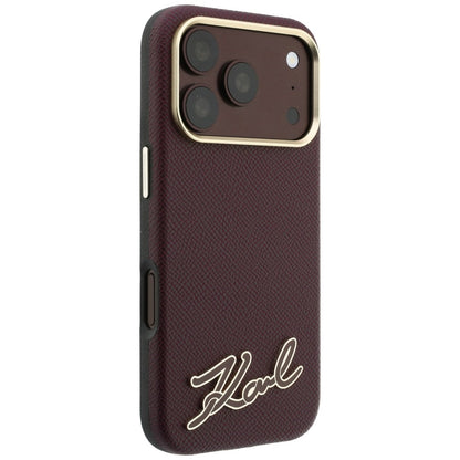 MagSafe-Hülle für Apple iPhone 18 Pro / 17 Pro, Karl Lagerfeld, geprägtes Harz-Signatur-Logo, Weinrot