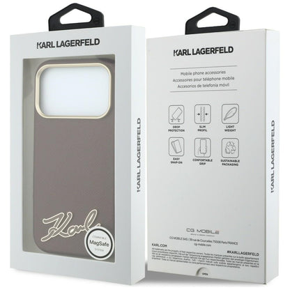 MagSafe-Hülle für Apple iPhone 18 Pro / 17 Pro, Karl Lagerfeld, geprägtes Harz-Signatur-Logo, Weinrot