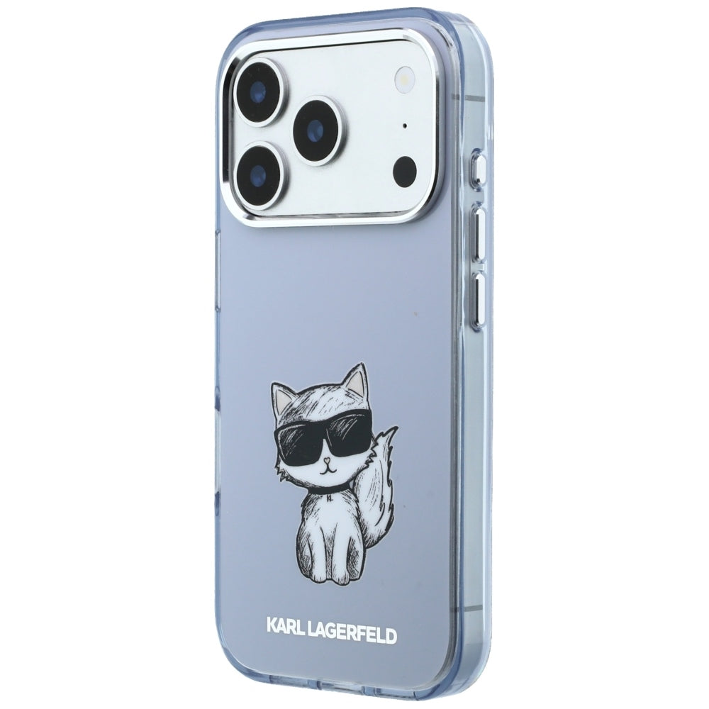 MagSafe-Hülle für Apple iPhone 18 Pro / 17 Pro, Karl Lagerfeld, IML Choupette Body Sketch Print, Blau