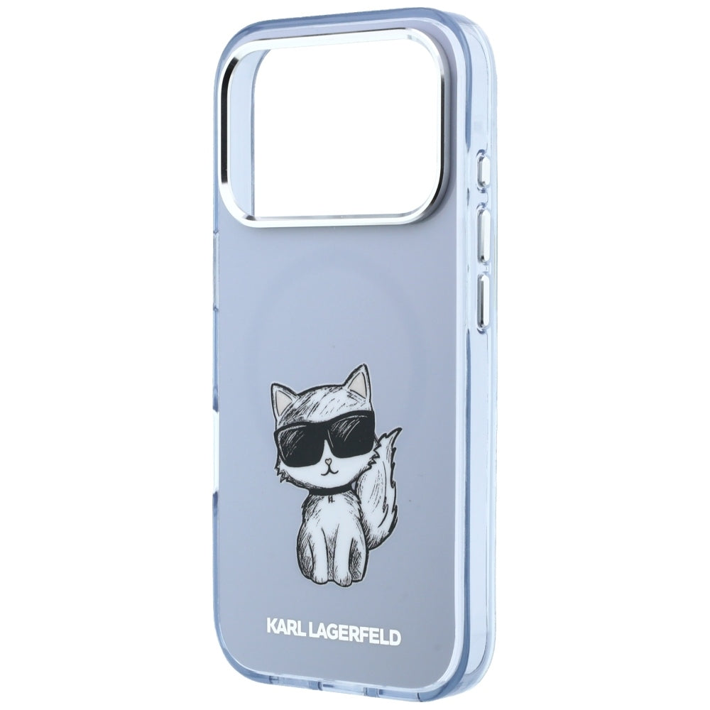 MagSafe-Hülle für Apple iPhone 18 Pro / 17 Pro, Karl Lagerfeld, IML Choupette Body Sketch Print, Blau
