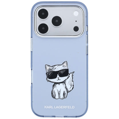 MagSafe-Hülle für Apple iPhone 18 Pro / 17 Pro, Karl Lagerfeld, IML Choupette Body Sketch Print, Blau