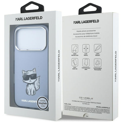 MagSafe-Hülle für Apple iPhone 18 Pro / 17 Pro, Karl Lagerfeld, IML Choupette Body Sketch Print, Blau