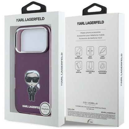 MagSafe-Hülle für Apple iPhone 18 Pro / 17 Pro, Karl Lagerfeld, HC IML Ikonik Sketch Print, Burgunderrot