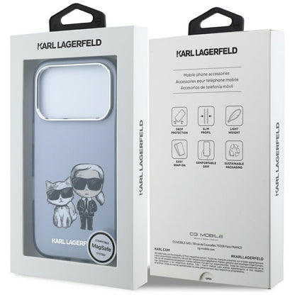 MagSafe-Hülle für Apple iPhone 18 Pro / 17 Pro, Karl Lagerfeld, IML KC Bodies Sketch Print, Blau