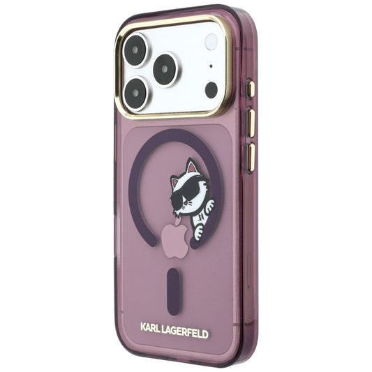 MagSafe-Hülle für Apple iPhone 18 Pro / 17 Pro, Karl Lagerfeld, IML Peekaboo Print and Metal Frame, Burgunderrot