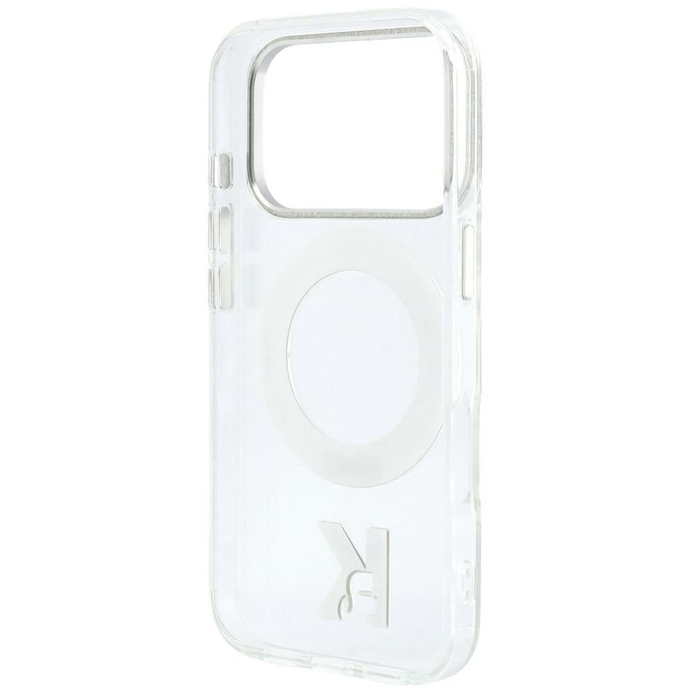 MagSafe-Hülle für Apple iPhone 18 Pro / 17 Pro, Karl Lagerfeld, IML Ring Stand Kameo Metall, Transparent