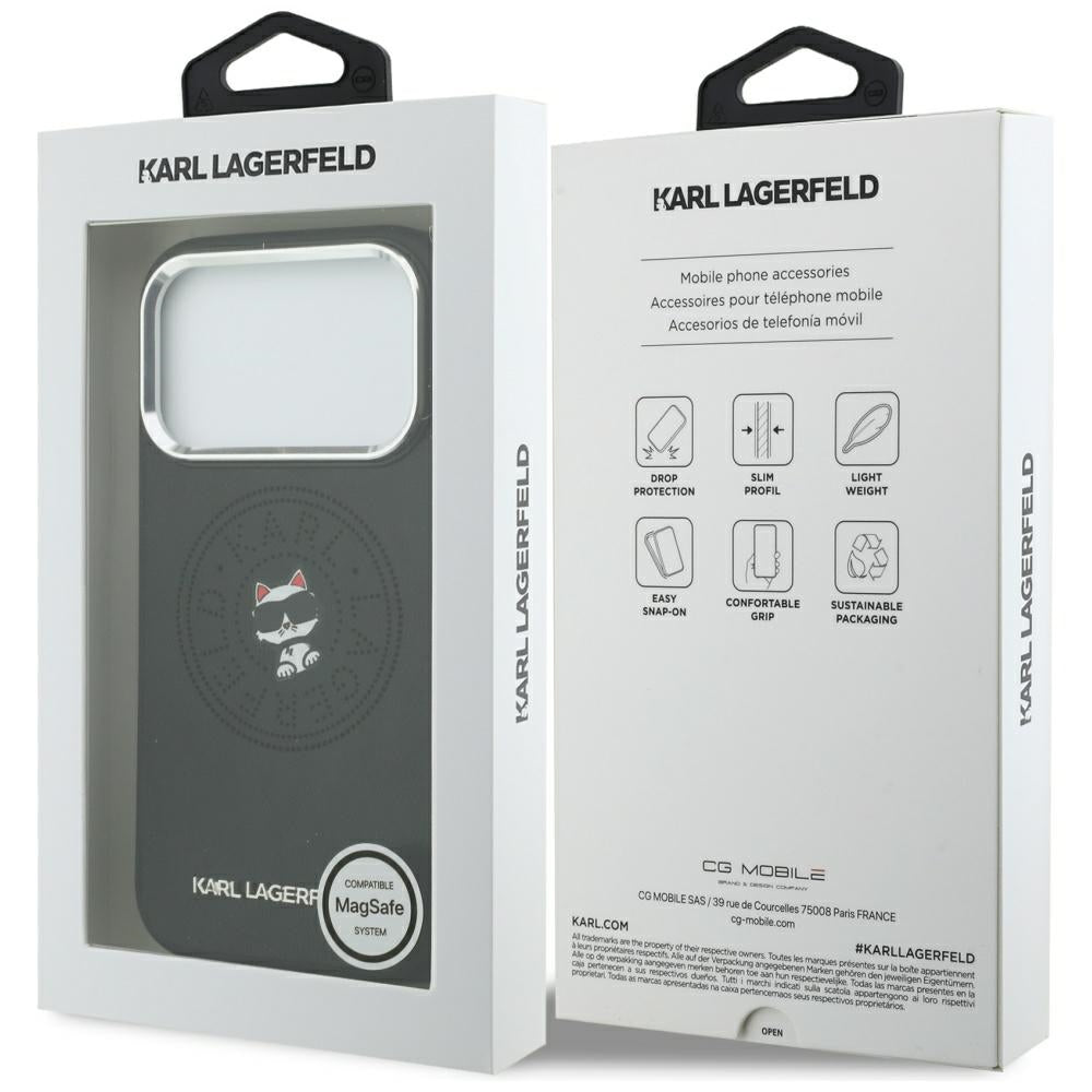 MagSafe Case for Apple iPhone 18 Pro / 17 Pro, Karl Lagerfeld, Point and Choupette Sketch, Black