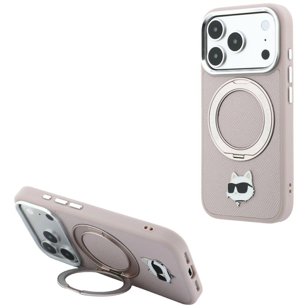 MagSafe-Hülle für Apple iPhone 18 Pro / 17 Pro, Karl Lagerfeld, Ring Stand 360 Choupette Pin, Rosa