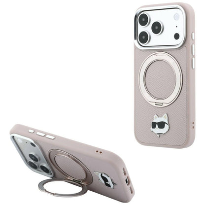 MagSafe-Hülle für Apple iPhone 18 Pro / 17 Pro, Karl Lagerfeld, Ring Stand 360 Choupette Pin, Rosa