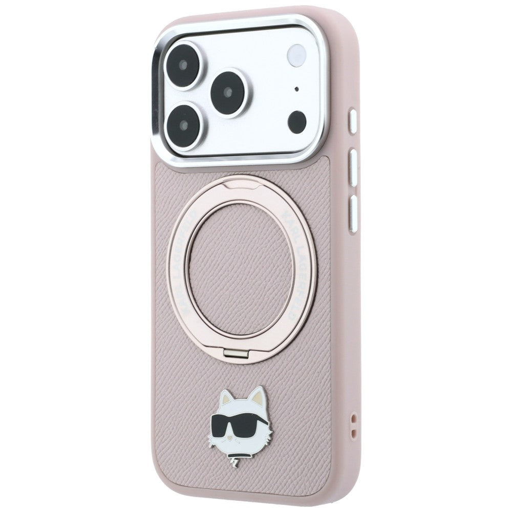 MagSafe-Hülle für Apple iPhone 18 Pro / 17 Pro, Karl Lagerfeld, Ring Stand 360 Choupette Pin, Rosa