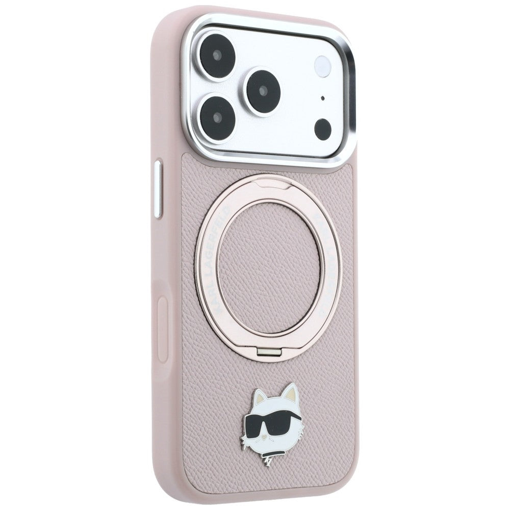 MagSafe-Hülle für Apple iPhone 18 Pro / 17 Pro, Karl Lagerfeld, Ring Stand 360 Choupette Pin, Rosa
