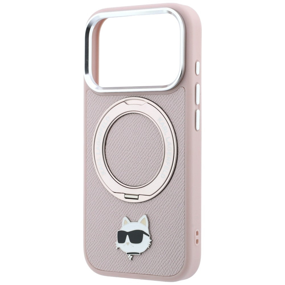 MagSafe-Hülle für Apple iPhone 18 Pro / 17 Pro, Karl Lagerfeld, Ring Stand 360 Choupette Pin, Rosa