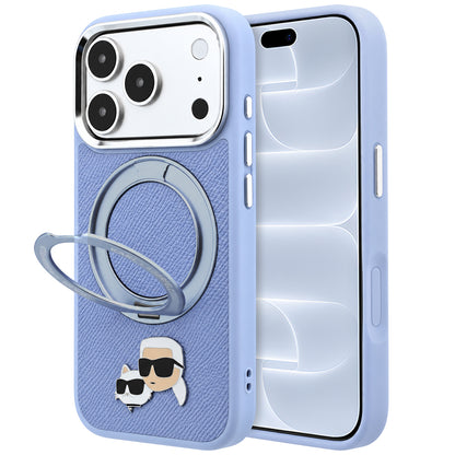 MagSafe-Hülle für Apple iPhone 18 Pro / 17 Pro, Karl Lagerfeld, Ring Stand 360 Karl & Choupette Pin, Blau