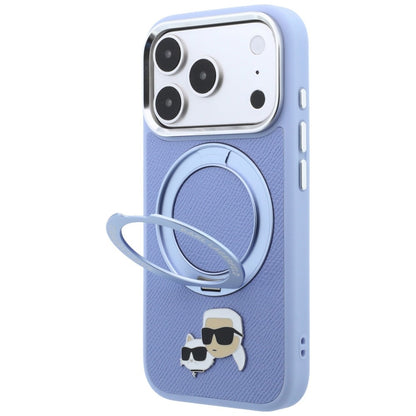 MagSafe-Hülle für Apple iPhone 18 Pro / 17 Pro, Karl Lagerfeld, Ring Stand 360 Karl & Choupette Pin, Blau