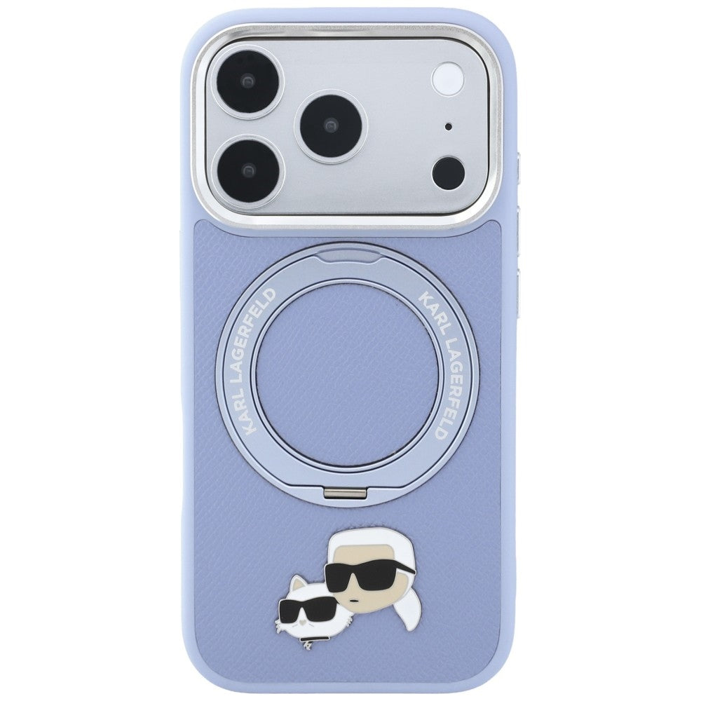 MagSafe-Hülle für Apple iPhone 18 Pro / 17 Pro, Karl Lagerfeld, Ring Stand 360 Karl & Choupette Pin, Blau