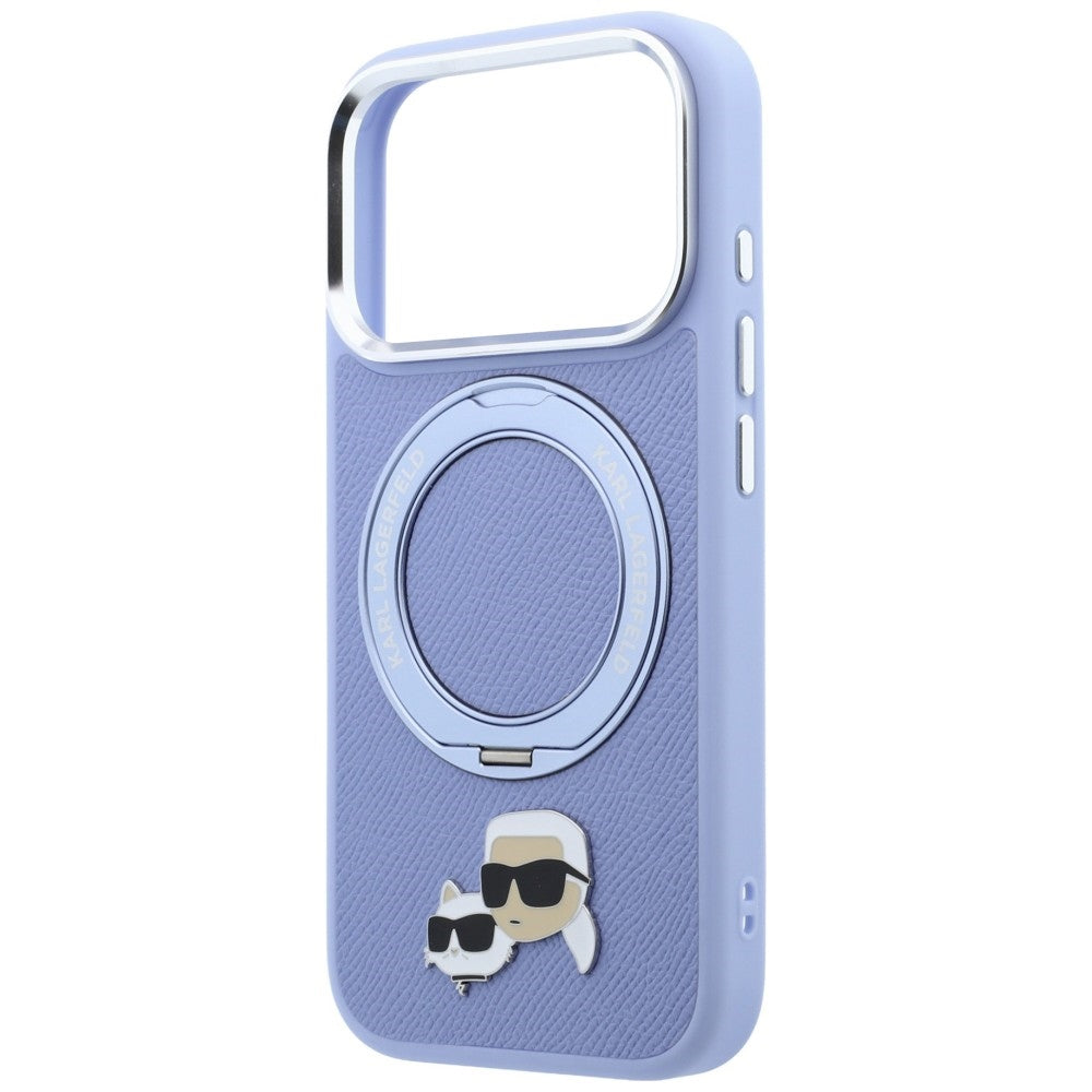 MagSafe-Hülle für Apple iPhone 18 Pro / 17 Pro, Karl Lagerfeld, Ring Stand 360 Karl & Choupette Pin, Blau