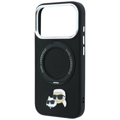 MagSafe-Hülle für Apple iPhone 18 Pro / 17 Pro, Karl Lagerfeld, Ring Stand 360 Karl & Choupette Pin, Schwarz