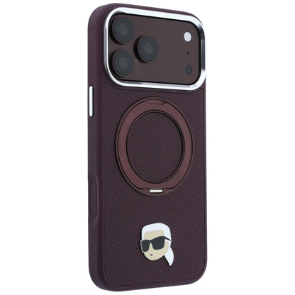MagSafe-Hülle für Apple iPhone 18 Pro / 17 Pro, Karl Lagerfeld, Ring Stand 360 Karl Pin, Weinrot