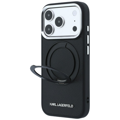 MagSafe-Hülle für Apple iPhone 18 Pro / 17 Pro, Karl Lagerfeld, Ring Stand 360 Saffiano, Schwarz