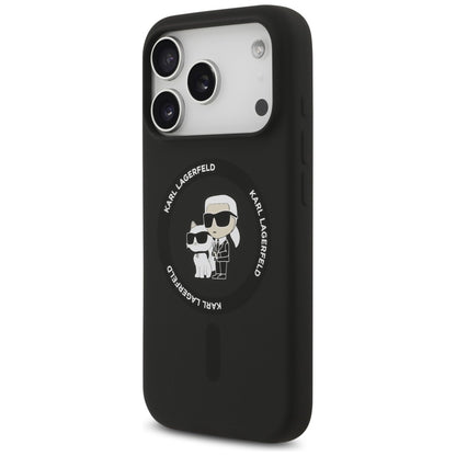 MagSafe-Hülle für Apple iPhone 18 Pro / 17 Pro, Karl Lagerfeld, Silicone Ring Karl & Choupette, Schwarz