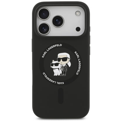 MagSafe-Hülle für Apple iPhone 18 Pro / 17 Pro, Karl Lagerfeld, Silicone Ring Karl & Choupette, Schwarz