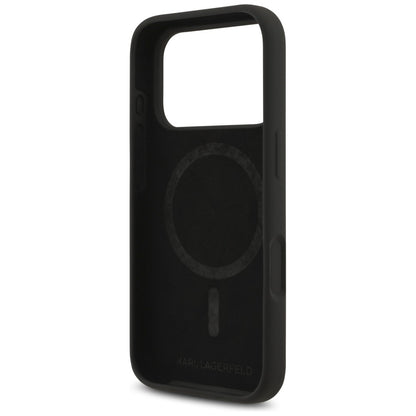 MagSafe-Hülle für Apple iPhone 18 Pro / 17 Pro, Karl Lagerfeld, Silicone Ring Karl & Choupette, Schwarz