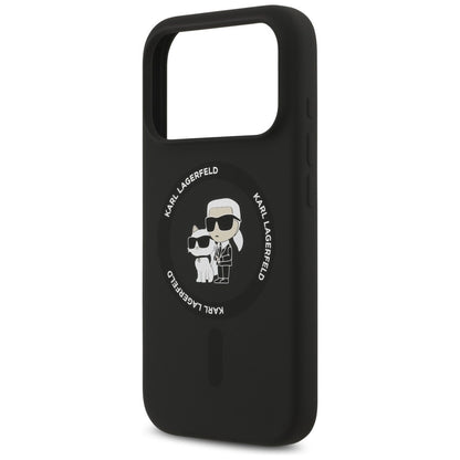 MagSafe-Hülle für Apple iPhone 18 Pro / 17 Pro, Karl Lagerfeld, Silicone Ring Karl & Choupette, Schwarz
