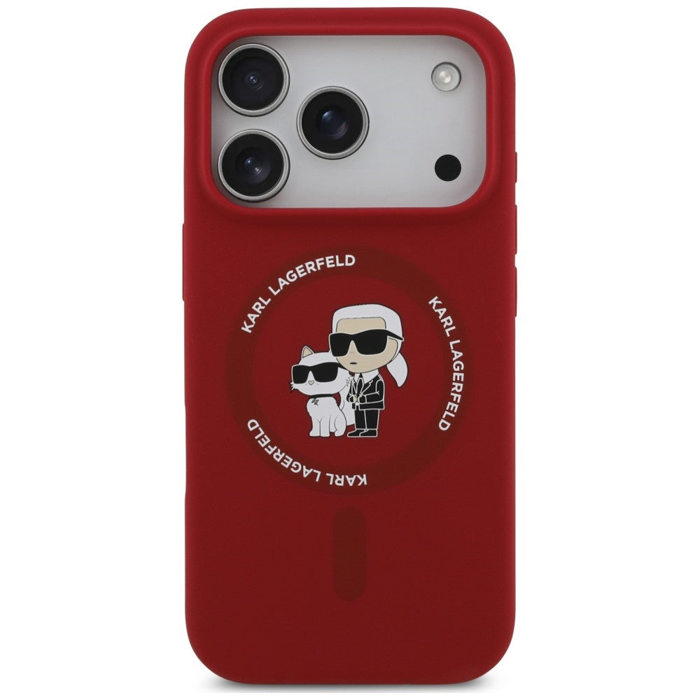MagSafe Case for Apple iPhone 18 Pro / 17 Pro, Karl Lagerfeld, Silicone Ring Karl & Choupette, Pink
