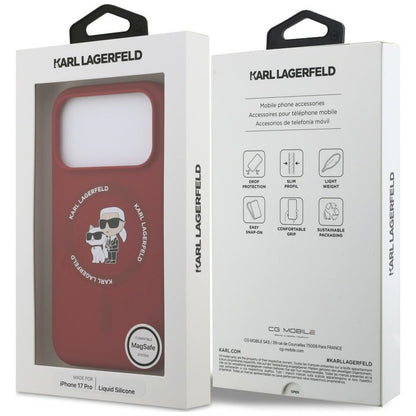 MagSafe Case for Apple iPhone 18 Pro / 17 Pro, Karl Lagerfeld, Silicone Ring Karl & Choupette, Pink