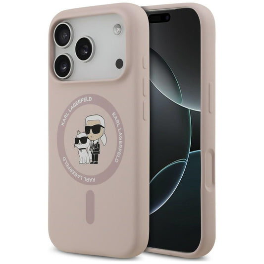 MagSafe-Hülle für Apple iPhone 18 Pro / 17 Pro, Karl Lagerfeld, Silikonring Karl & Choupette, Rosa