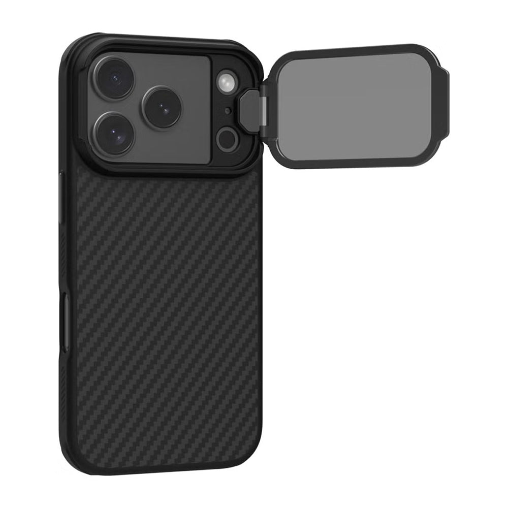 MagSafe-Hülle für Apple iPhone 18 Pro / 17 Pro, Nillkin, CarboProp mit transparentem schwarzem Objektivschutz, Schwarz