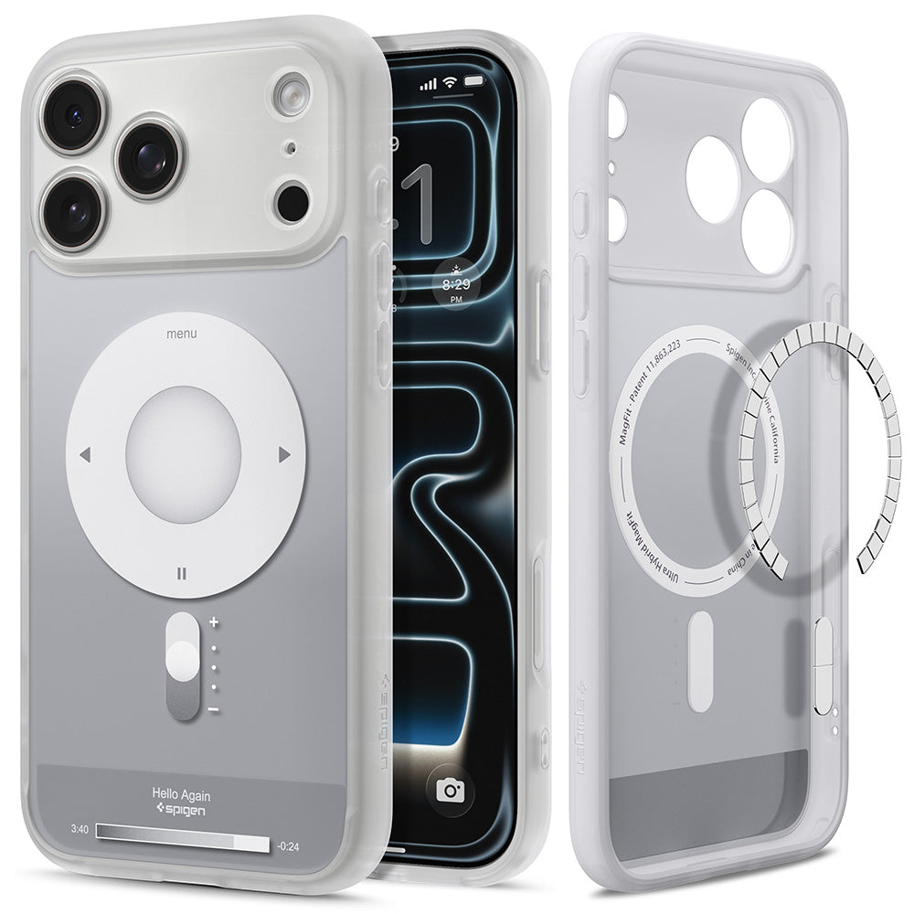 MagSafe-Hülle für Apple iPhone 18 Pro / 17 Pro, Spigen, Ultra Hybrid Classic, Silber ACS12167