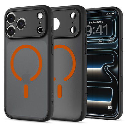 MagSafe-Hülle für Apple iPhone 18 Pro / 17 Pro, Spigen, Ultra Hybrid, Schwarz Orange Satin ACS12162