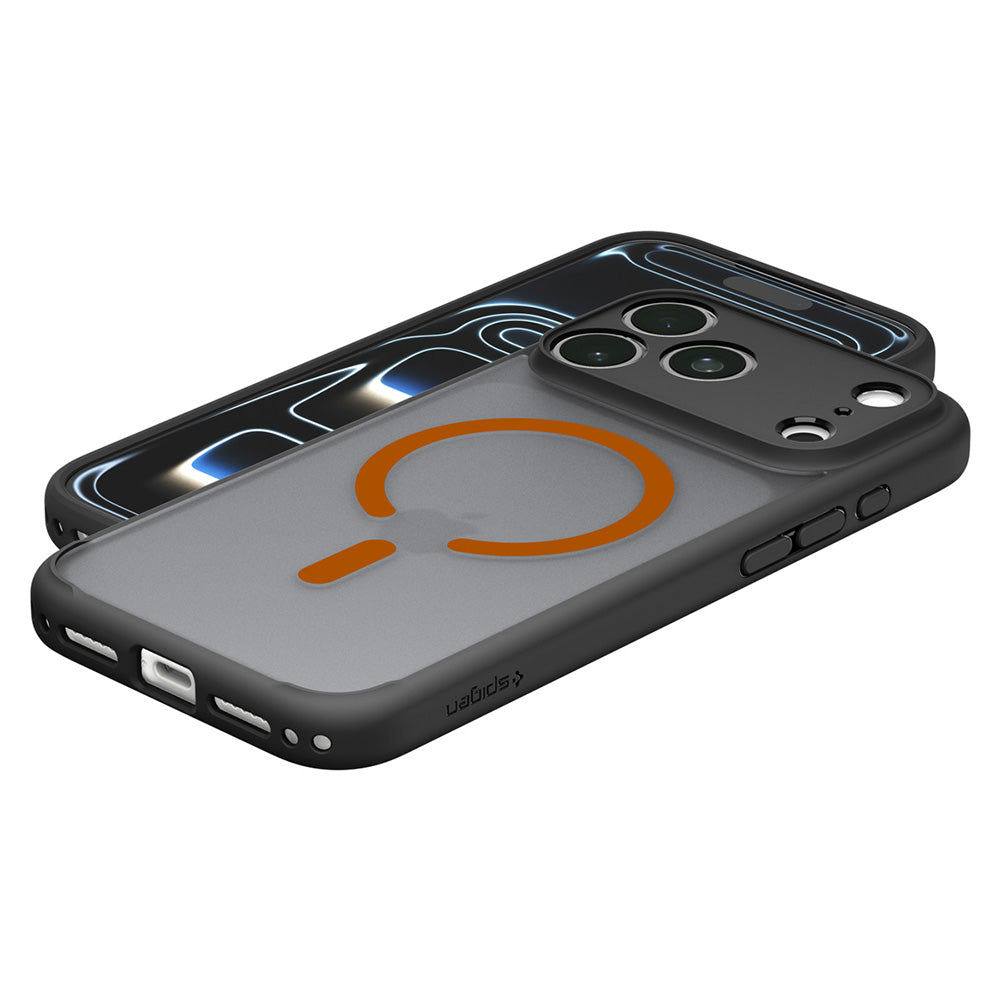 MagSafe-Hülle für Apple iPhone 18 Pro / 17 Pro, Spigen, Ultra Hybrid, Schwarz Orange Satin ACS12162