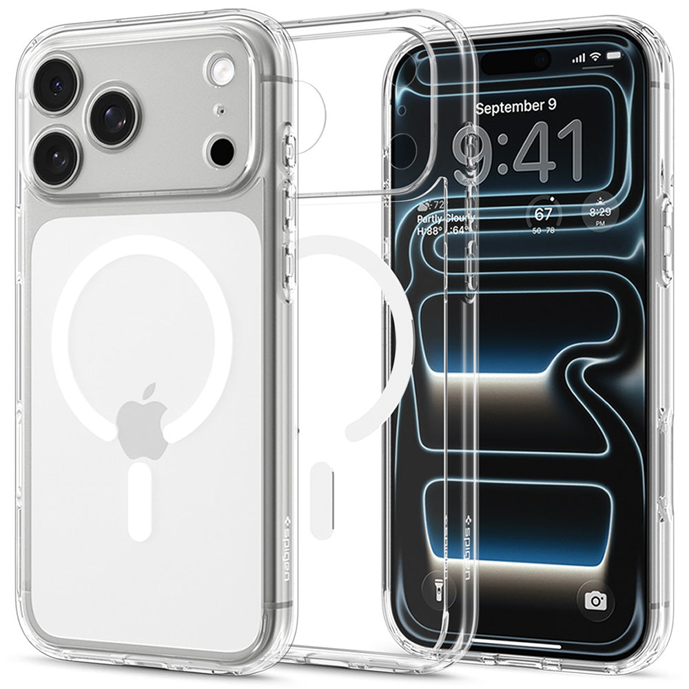 MagSafe-Hülle für Apple iPhone 18 Pro / 17 Pro, Spigen, Ultra Hybrid, Transparent Weiß ACS12155