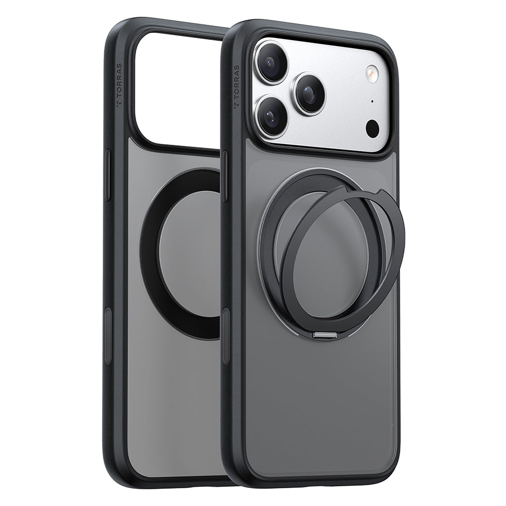 MagSafe-Hülle für Apple iPhone 18 Pro / 17 Pro, Torras, Ostand O1 Guardian, Schwarz